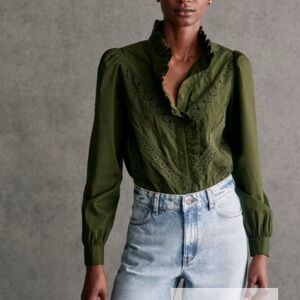 Sézane Lou Shirt, Perfect Green NWT, Sz 36/4